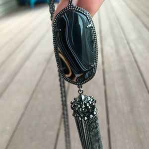 Kendra Scott Rayne Necklace in Black Banded Agate